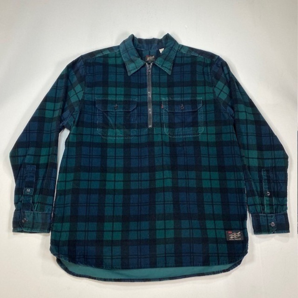 Levis Justin Timberlake Fresh Leaves Corduroy Plaid Half Zip Shirt Mens Large